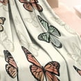 thumbnail image 3 of Beige Butterfly Pattern Blanket,Comfortable Soft Flannel Throw Blanket,All Season,Warm Lightweight Blankets for Sofa Bed Couch Living Room Chair,30"x40", 3 of 4