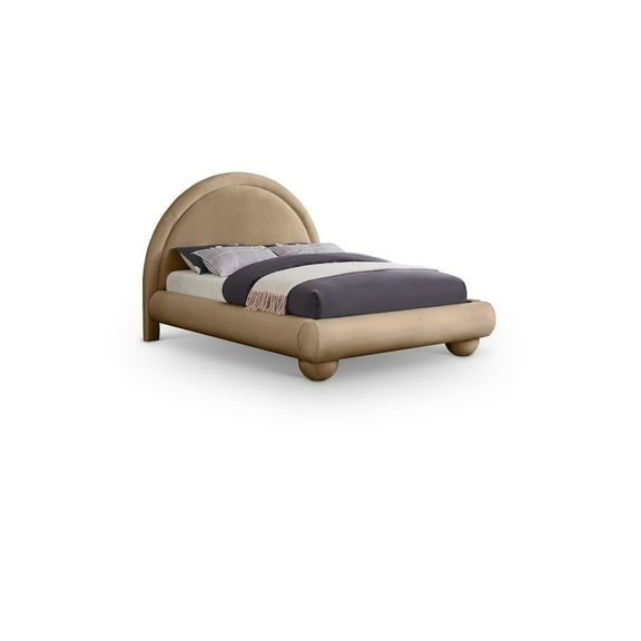 Meridian Furniture Madrid Beige Velvet Queen Bed