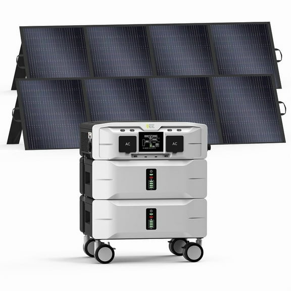 IEE SP5000 Solar Powered Generator 5120Wh with 2x200W Panels - 5000W Output, Home Backup for Blackouts, RV & Camping