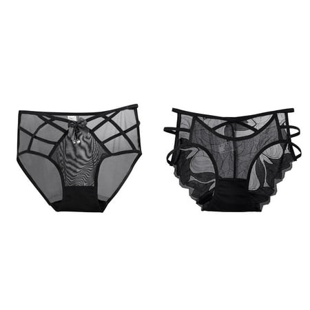 Lojoutye 2 Pack(Navy 1PCS & Grey 1PCS) Multipack Cotton Womens Underwear Bikini Womens Underwear Lace Panties High Waisted Plus Size Ladies Brief for Women