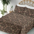 thumbnail image 3 of Ambesonne Japanese Fitted & Flat Sheet with Sham 3 Pcs Set, Sakura Blossom Nature Art, Twin, Pale Redwood and Taupe, 3 of 5