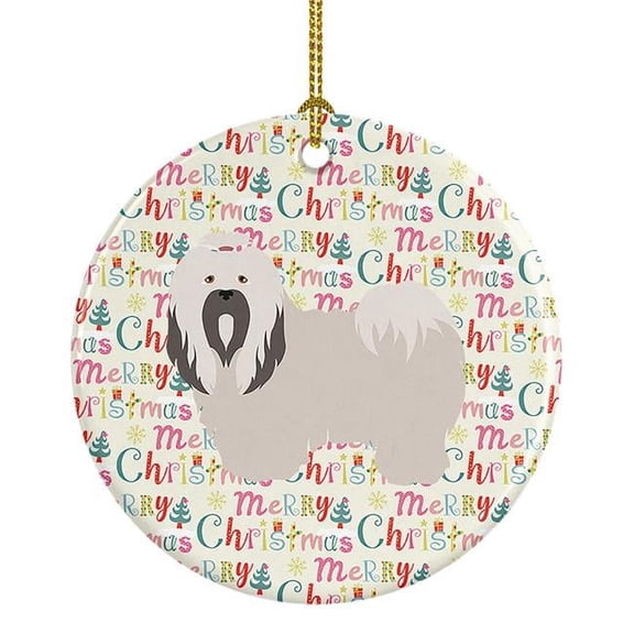 Lhasa Apso Merry Christmas Ceramic Ornament 2.8 in x 2.8 in