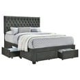 thumbnail image 1 of Pemberly Row 4-Drawer Button Tufted Fabric Eastern King Storage Bed in Charcoal, 1 of 3