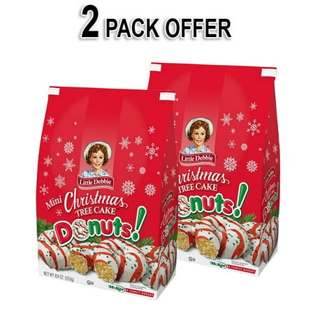 Little Debbie Christmas Tree Bagged Mini Donuts, 8.9 oz (2 Pack)