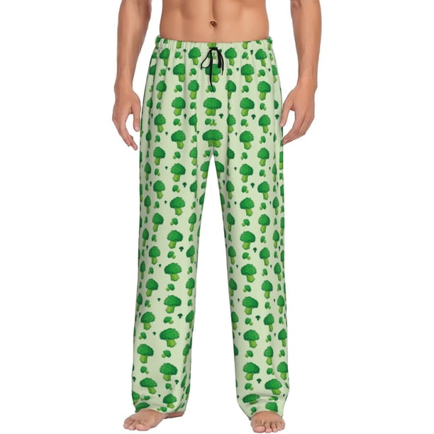 Fotbe Broccoli 1 Pantalones de Pijama para Hombre, Pantalones de Dormir, Pantalones de Casa con Cintura Ajustable y Bolsillos-X-Large