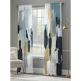 thumbnail image 4 of Abstract Color Block Sheer Curtains 108 Inches Long 2 Panels Black Gold Modern Oil Painting Art Light Filtering Semi Sheer Window Curtains Drapes for Bedroom Living Room 52"x108", 4 of 7