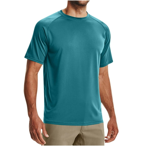 Mens Shirts Short Sleeve, Summer Cooling Quick Dry Workout Shirts for Men Moisture Wicking Basic Crewneck Running Athletic Gym T-Shirts Comfort