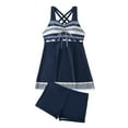 thumbnail image 2 of Bathing Suit for Women Two Piece Tankini Swimsuits Sleeveless Tank Tops with Shorts Athletic Swimwear Dark Blue S, 2 of 4