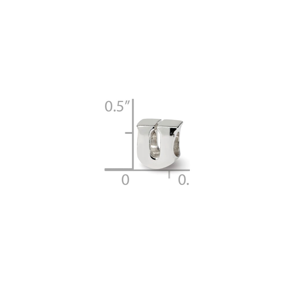 Initial Letter U Charm .925 Sterling Silver Reflection Beads - QRS468U
