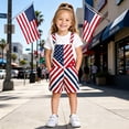 thumbnail image 2 of 4th Of July Kids Overalls Red White and Blue American Flag Overalls Elastic Waist Adjustable Strap Overall Short #01 Red 10-11 Years, 2 of 7