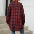 thumbnail image 7 of UPPADA Flannel Shirts for Women Casual Plaid Dressy Tops Long Sleeve Button Down Shirts Curved Hem Blouses with Pockets Red,L, 7 of 7