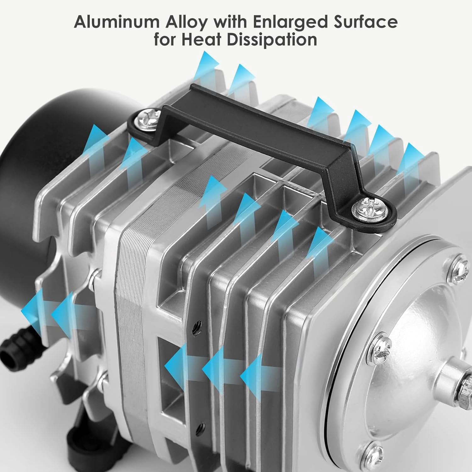 Aquarium Air Pump with Aluminum Housing, Commercial Air Pump with 6-Outlet Air Manifold, Pond Aerator Fish Tank Bubbler for Aquarium, Pond, Hydroponics