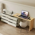 thumbnail image 3 of NessCarsti Coiffeuse Moderne Extensible en L avec 6 Tiroirs, Table d'Ordinateur Beige Réglable pour Bureau à Domicile, Chambre, Maquillage et Jeux, 3 of 7