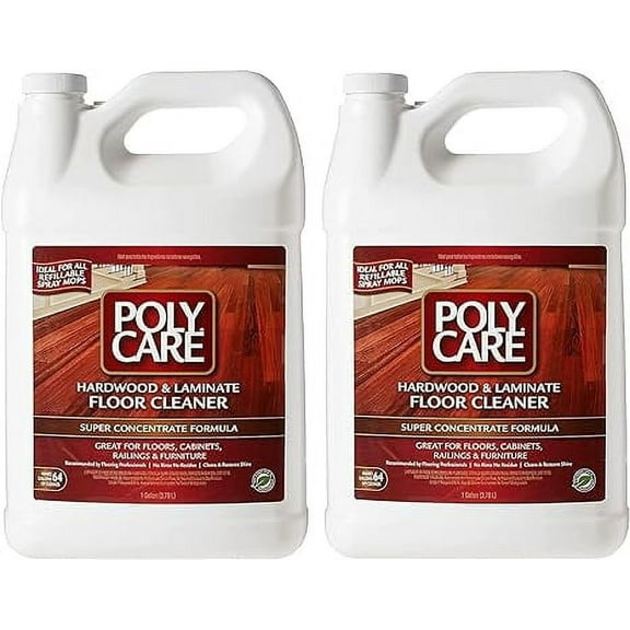 PolyCare Hardwood & Laminate Floor Cleaner Super Concentrate Gallon (2 Pack) - 256 Fl Oz