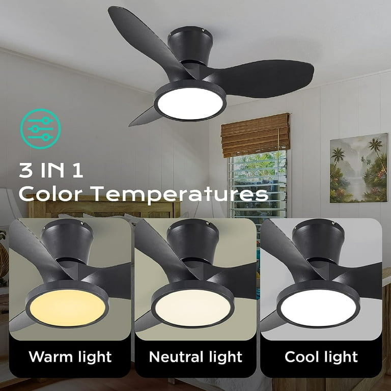 OCIOC 32 inch Quiet Ceiling Fans with Lights and Remote Control