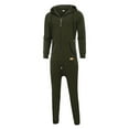 thumbnail image 4 of Men's -Lined Hooded Zip-Up Jumpsuit, Casual Spliced Print One-Piece Sweatsuit for Autumn Winter, Solid Color, 4 of 8