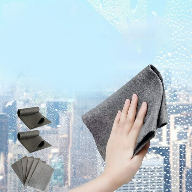 Paño de limpieza de cristal - sin marcas de agua, toalla de microfibra de fibra superfina para ventanas, espejos y coches, gris, 9,84x7,87 in