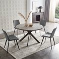 Mid Century Modern Round Dining Table Set, 47 INCH, Metal Legs, Space Saving (Grey)