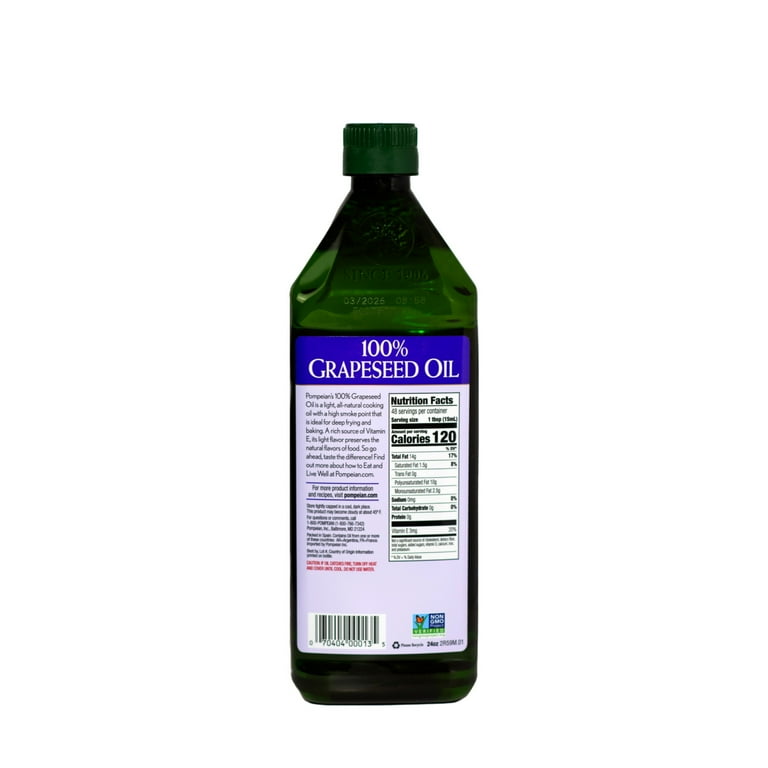 Pompeian Grapeseed Oil 24 fl oz, high smoke point, light flavor -  Walmart.com