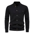 thumbnail image 4 of Alkepwun Mens Cardigan Sweater Button Down Stand Collar Round Neck Pullover Long Sleeved Loose Base Shirt Top Sweater, 4 of 5