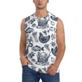 thumbnail image 2 of Goofa Chicken And Fish Printed Men's Sleeveless T-Shirt - Athletic Gym Workout Tank Top for Men - Moisture-Wicking, UPF 30+ Quick-Dry Muscle Tee-Small, 2 of 8