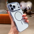 thumbnail image 3 of Magnetic Case for iPhone 17 Pro, Compatible with MagSafe, Cute Curly Wave Frame Case with Love Heart Pattern, Luxury Plating Edge Drop Protection Shockproof Phone Case for Women Girls, Blue, 3 of 13