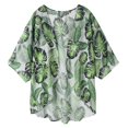 thumbnail image 7 of Rovga Women'S Swimwear Cover Ups Fashion Floral Print Chiffon Swim Cardigan 3/4 Sleeve Loose Beach Wear Cover Up Blouse Top Xl Green, 7 of 7