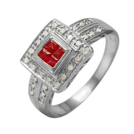 Foreli 0.34CTW Ruby And Diamond 14K White Gold Ring MSRP$2900.00