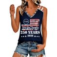 thumbnail image 3 of Womens Tank Casual Independence Day Print Sleeveless Summer Top America 250 Shirts Navy XL, 3 of 5