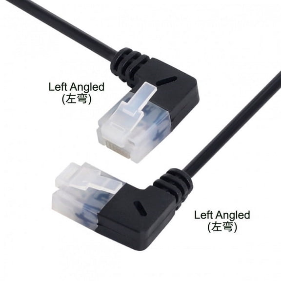 JSER Ultra Slim Cat6 Ethernet Cable RJ45 Left Angled 25cm UTP Network Cable Patch Cord 90 Degree Cat6a Lan for Laptop Router TV BOX