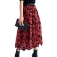thumbnail image 2 of Gibobby mini faldas de tul elástica de cintura alta para mujer primavera verano plisada para mujer(Rojo, M), 2 of 5
