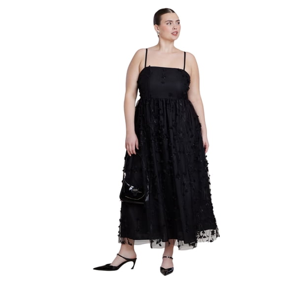 ELOQUII Women's Plus Size Floral Applique Dress