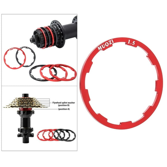 de Bicicleta Ligero, Rueda Volante, Arandela, Cubo, Espaciador, Ranura, Sello, Soporte de Piso de Aleación de Aluminio para Reemplazo de 15 mm rojo Macarena Lavadora de volante de bicicleta
