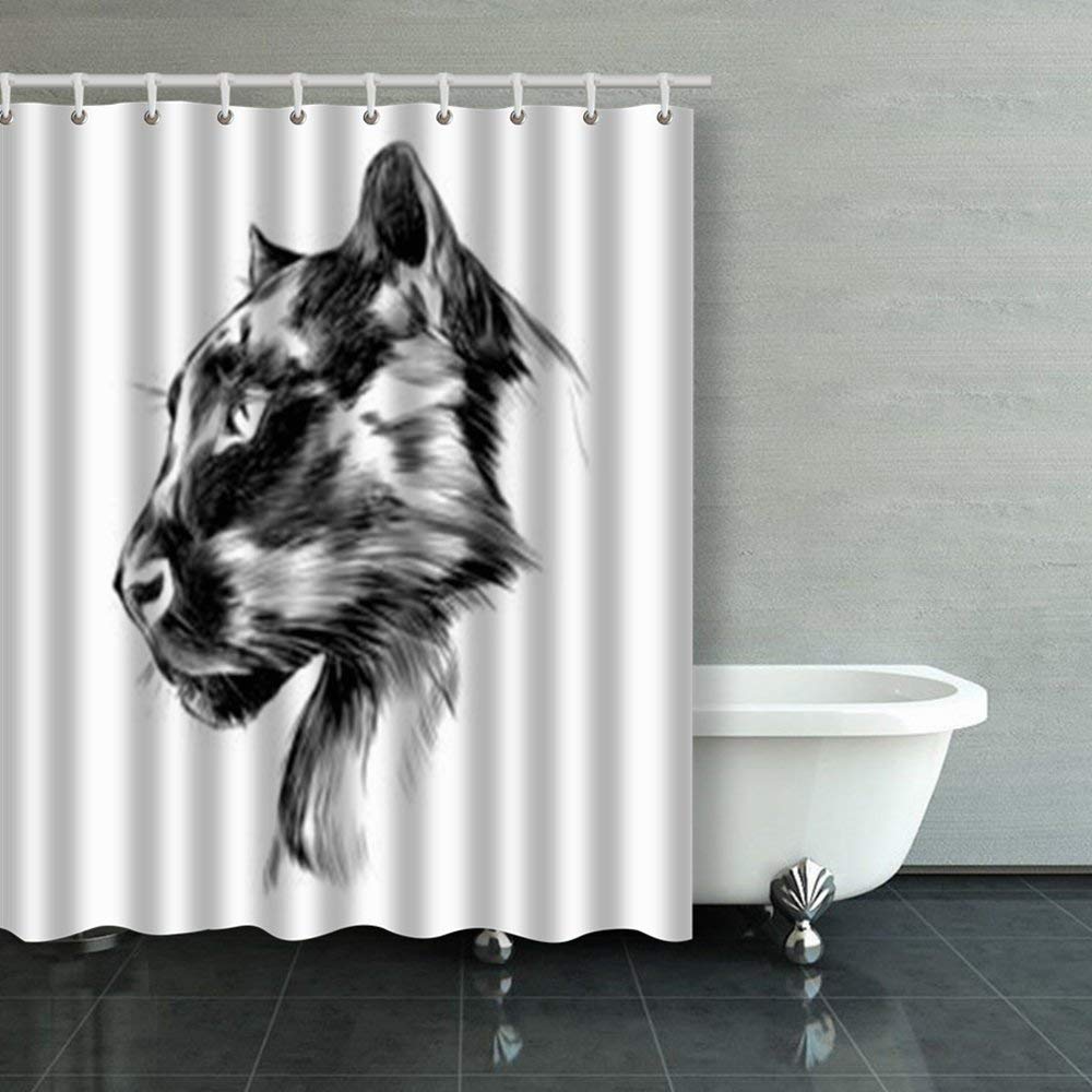 BSDHOME Head Black Panthers Profile Looking Into Shower Curtains
