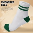 thumbnail image 3 of Forever Bambe Retro Mini Crew Socks for Women, Soft Terrycloth Cushioned Bottom Striped Socks, Athletic Quarter Calf Gym Socks (4-Pack) White Ankle Socks With Red And Green, 3 of 7