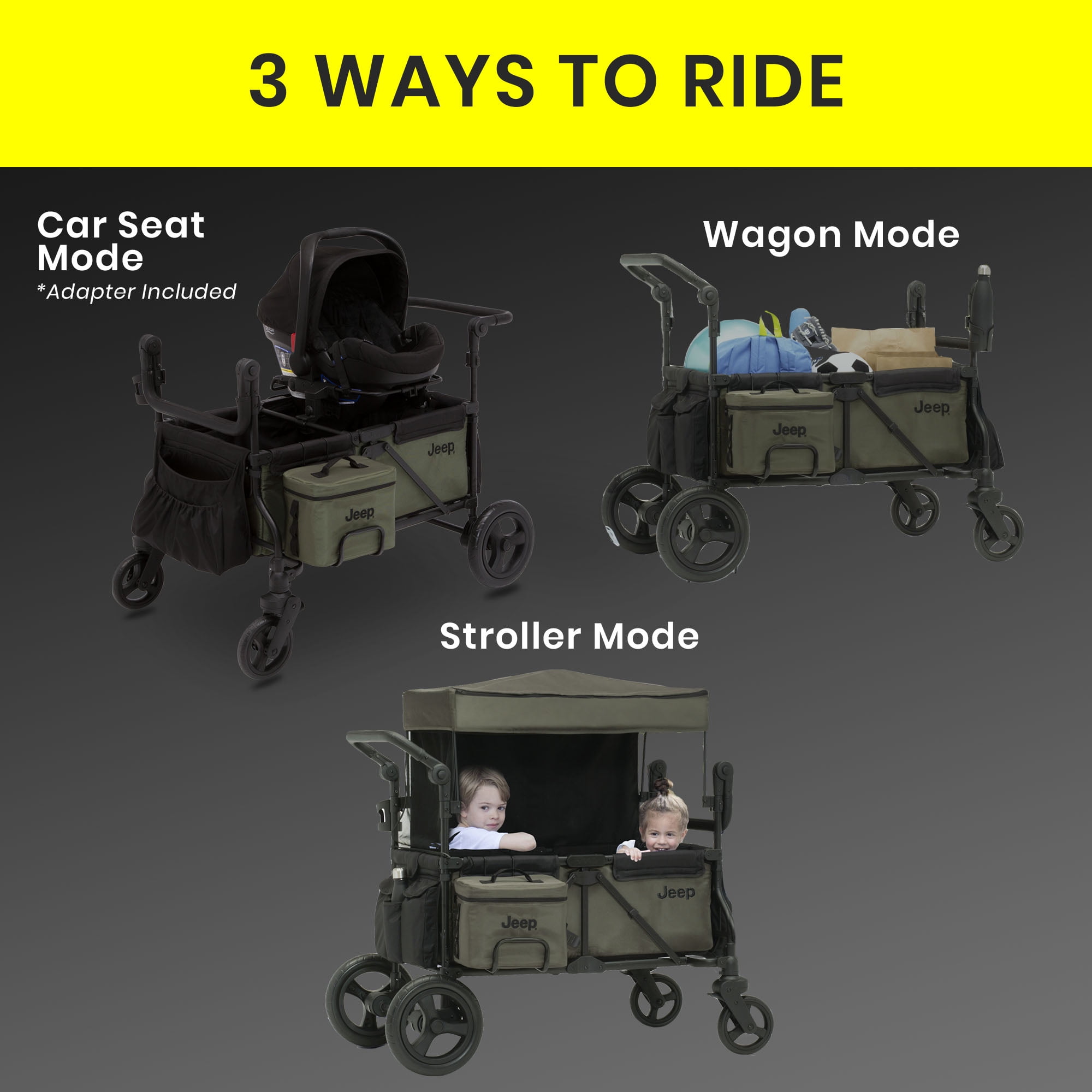 Jeep Deluxe Wrangler Wagon Stroller with Cooler Bag and Parent Organizer by  Delta Children 