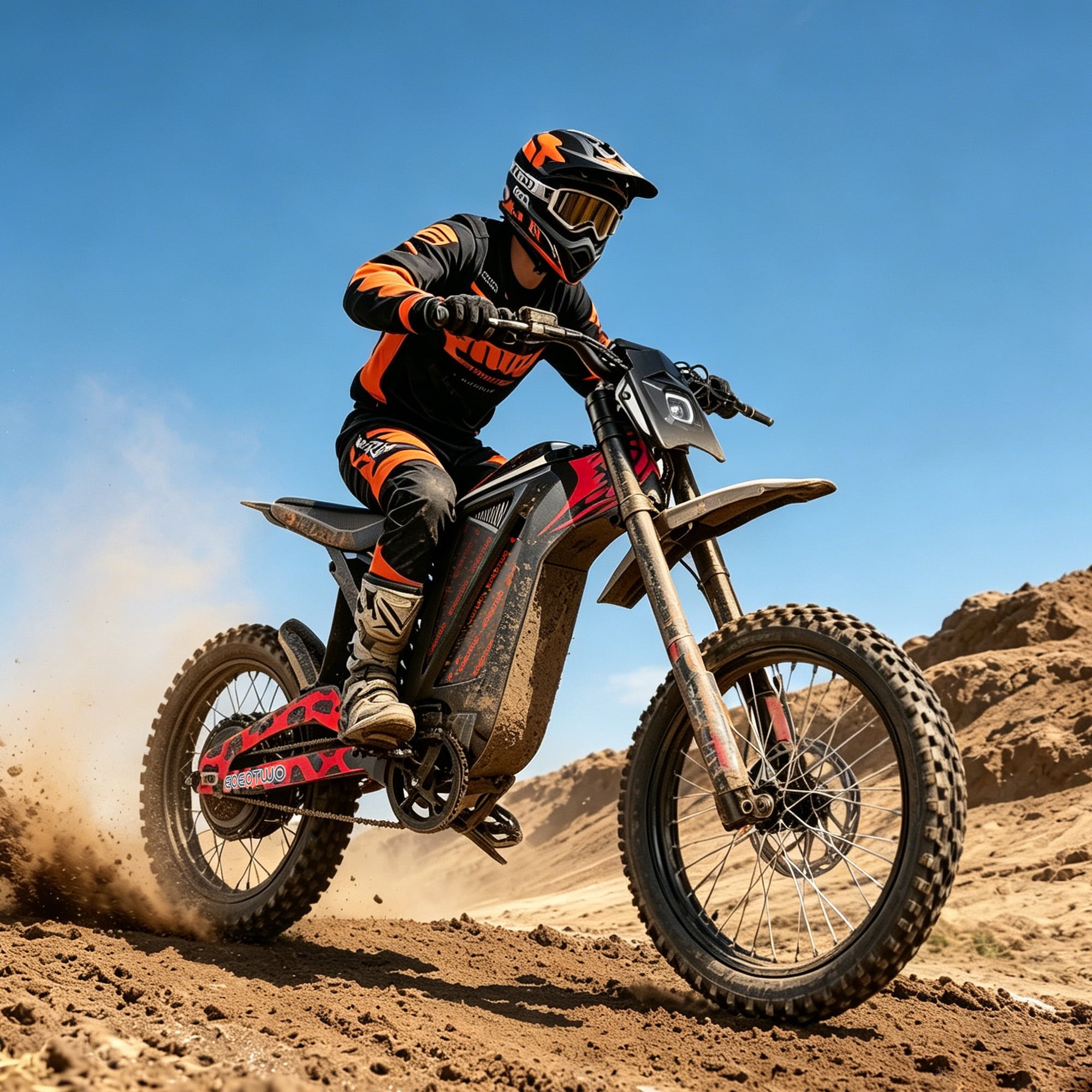 EOEOTWO EX1 3000W Electric Dirt Bike for Adults, 40MPH Fast Off-Road Electric Motorcycle with 48V 25Ah Battery, 50 Miles Long Range, Dual Hydraulic Suspension & Disc Brakes UL2849