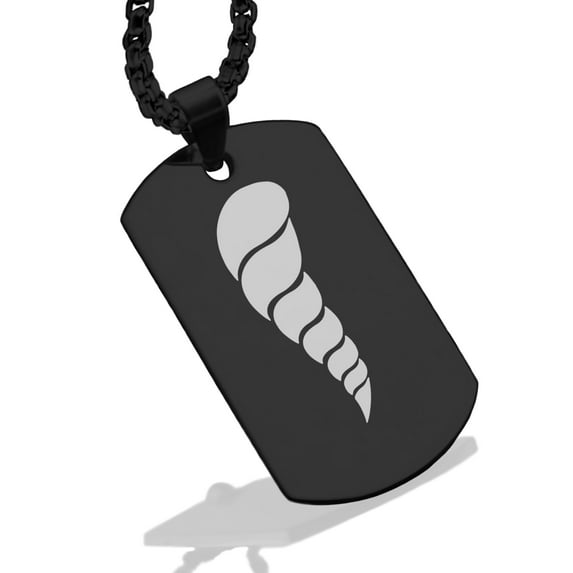 Stainless Steel Cornicello Italian Horn Good Luck Charm Dog Tag Pendant Necklace