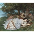 thumbnail image 2 of Gustave Courbet 17x15 Black Ornate Wood Framed Double Matted Museum Art Print Titled - The Ladies of the Banks of the Seine (Summer) (1857), 2 of 5
