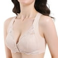 thumbnail image 3 of Grofry Women Adjustable Front Open Solid Color Lace Bra Camisole Wireless Underwear Grey XL, 3 of 6