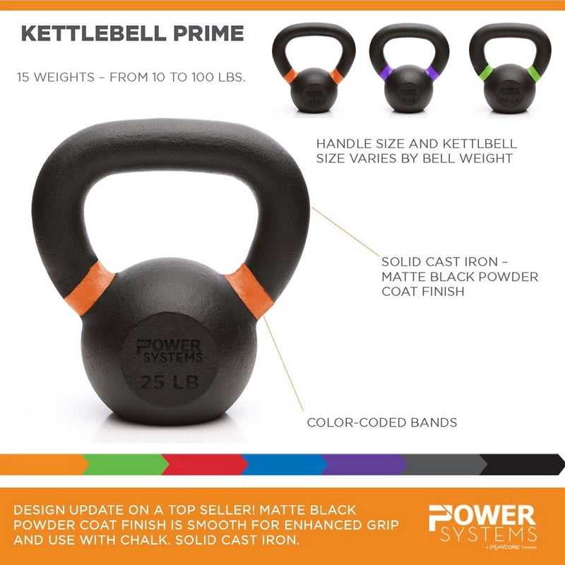 Power Systems Cast Iron Kettlebell (10 lb), Strength Training Kettlebells for Home Gym Workouts