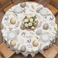 thumbnail image 3 of Round Tablecloth Easter Floral Pattern Waterproof Oil Proof Polyester Table Cloth Cover Decor for Home Dining Outdoor,Patio,Parties, 60" Dia. Spring Eggs Leaves Carrots, 3 of 9