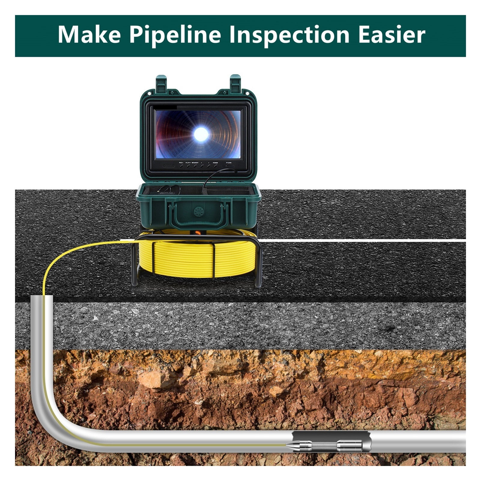 9" HD Screen DVR/WiFi 8GB Card IP68 20/30/50M Pipe Inspection Camera 23mm Drain Sewer Pipeline Industrial Endoscope ,Stunning Clarity