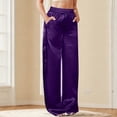 thumbnail image 6 of Palazzo Pants for Women Hontri Loose Lounge Pants Women's Satin Pajama Pants Wide Leg Sweatpants Elastic Waist Summer Casual Sports Trousers with Pockets, 6 of 9