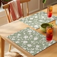 thumbnail image 4 of White Spring Floral Placemats Set of 4 Summer Flowers Sage Green Pastoral Place Mats Indoor Wipeable Table Mats Washable Cloth Dining Table Placemats for Kitchen Holiday Party Home Decor 13x19 Inch, 4 of 9
