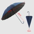 thumbnail image 2 of Leather curved handle 16-bone long-handled umbrella, made of percussion cloth, fiber and iron - blue, 2 of 5
