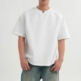 thumbnail image 6 of AHTJRT Mens Casual Summer Short Sleeve Drop Shoulder Cut Out Crew Neck Tees Loose Fit Solid TShirts White XL, 6 of 7