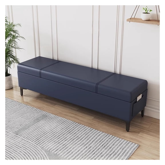 Bed End Bench Ottoman Storage Chest Faux Leather Upholstered Sofa Bench Footstool with Storage Space,Bed End Bench for Bedroom,Living Room,Entryway