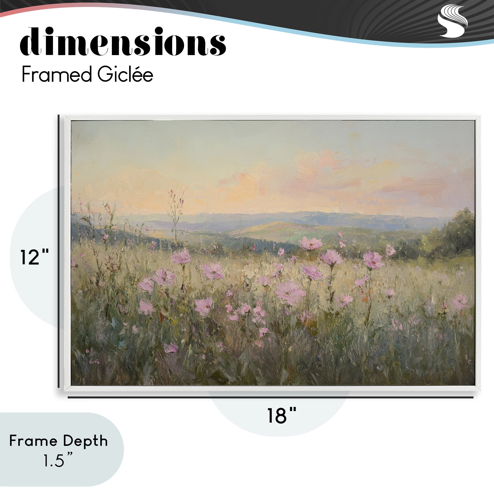Stupell Industries Tranquil Meadow At Dawn White Framed Giclee Art, design by Petal Prints Design