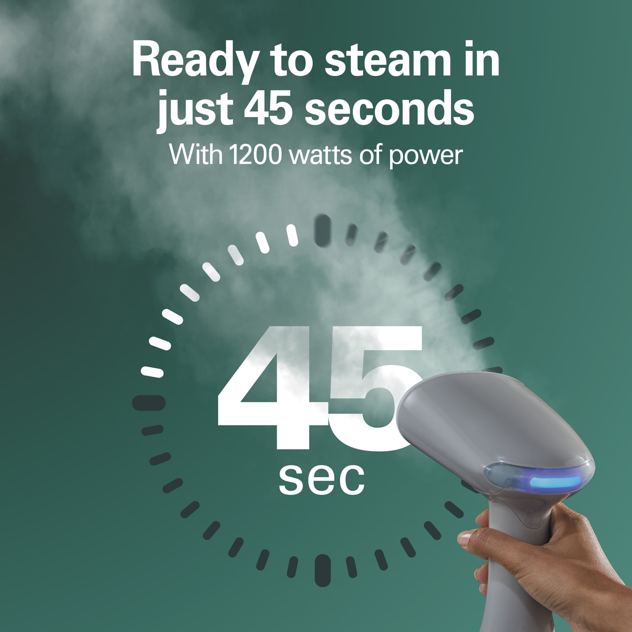 Hamilton Beach Handheld Garment Steamer for Clothes, Compact Design, Gray with Blue Accents